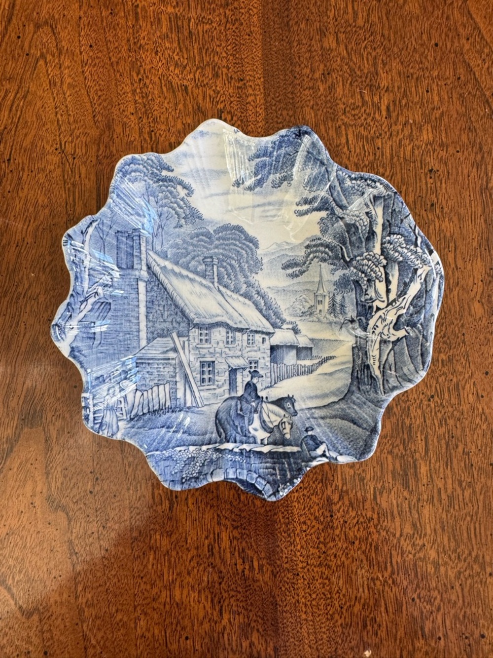 Vintage James Kent Old Foley Staffordshire Scalloped Transferware Trinket Bowl